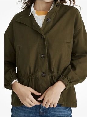 Madewell Olive Green Cinched Waist Utility Jacket Chore Coat M